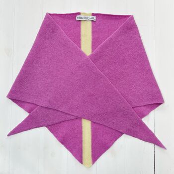 Lambswool Knitted Triangle Scarf With Stripe On Reverse, 8 of 10