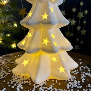 Large White Porcelain Christmas Tree With Lights, 3 of 5