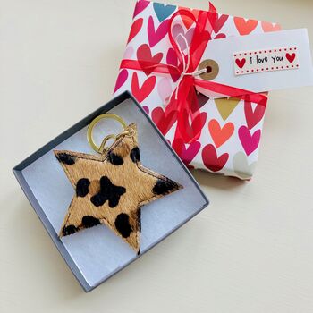 Leopard Print Leather Heart / Star Keyring / Charm, 8 of 8