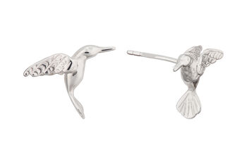 Sterling Silver Hummingbird Stud Earrings, 3 of 7