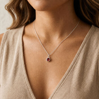 Personalised Sterling Silver January Garnet Birthstone Necklace, 2 of 7