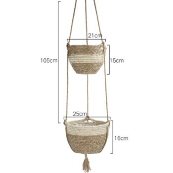 Two Tier Seagrass Basket Hanging Planters Indoor, 2 of 4