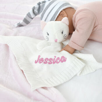 Personalised Knitted Kitten Comforter, 5 of 8
