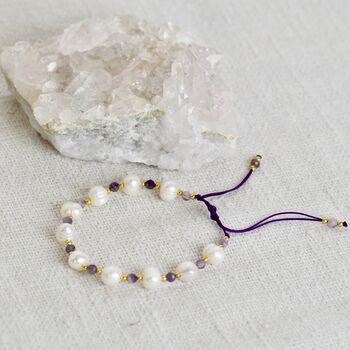 Amalfi Pearl Bracelet With Semi Precious Stones, 5 of 12