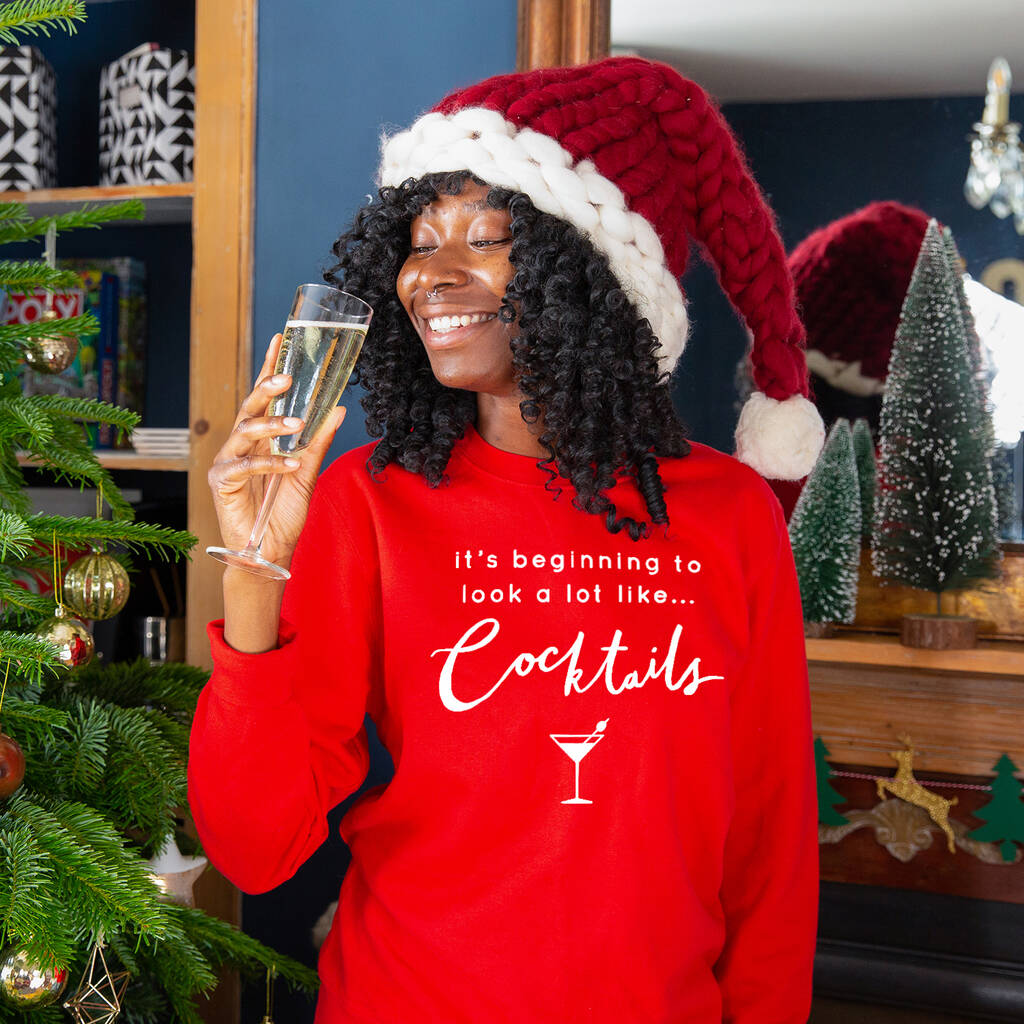 'Looks Like Cocktails' Christmas Jumper Sweatshirt, 1 of 6