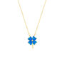Blue Opal Clover Sterling Silver Necklace In Gold, thumbnail 2 of 5