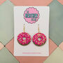 Pink Doughnut Glitter Earrings, thumbnail 1 of 4