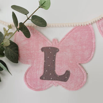 Bunting Personalised Pink Felt Butterfly Wall Decor, 9 of 11