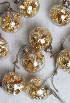 Gold Leaf Christmas Tree Baubles, 3 of 4