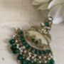 Emerald Green Peacock Dangle Indian Earrings, thumbnail 5 of 7