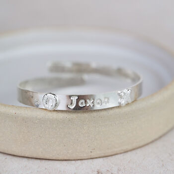 Sterling Silver Personalised Boys Christening Bangle, 7 of 10