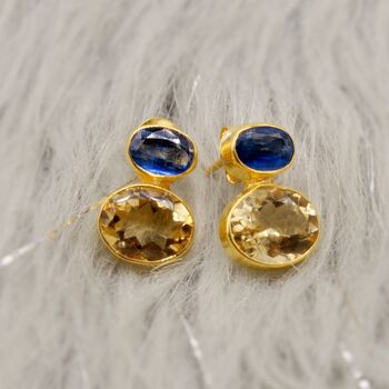 Kyanite, Citrine Sterling Silver Stud Earrings, 6 of 6