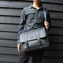 'Gabriel' Men's Leather Messenger Satchel Bag In Black, thumbnail 3 of 11