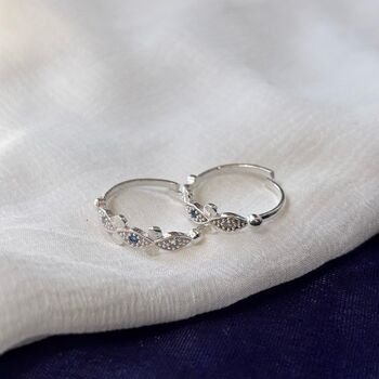 Blue Evil Eye Pure Silver Indian Bichiya Slim Toe Ring, 4 of 8