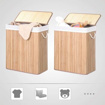 100 L Bamboo Clothes Laundry Basket Hamper, 7 of 7