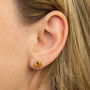 Gold Plated Sterling Silver November Citrine Birthstone Stud Earrings, thumbnail 2 of 3