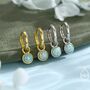 Sterling Silver Dangling Green Opal Hoop Earrings, thumbnail 1 of 12