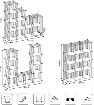Twelve Cube Wire Grid Storage Shelving Unit, 3 of 9