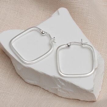 18ct Yellow Gold Plated Or Silver Square Hoops, 3 of 3