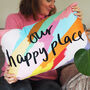 Our Happy Place Colourful Cushion, thumbnail 1 of 3