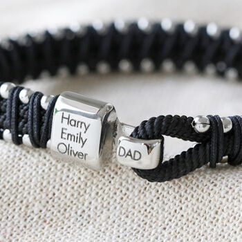 Men's Personalised Black Cord Bead Bracelet In Box, 9 of 10