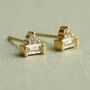 Gold Sterling Silver Art Deco Pyramid Stud Earrings, thumbnail 1 of 5