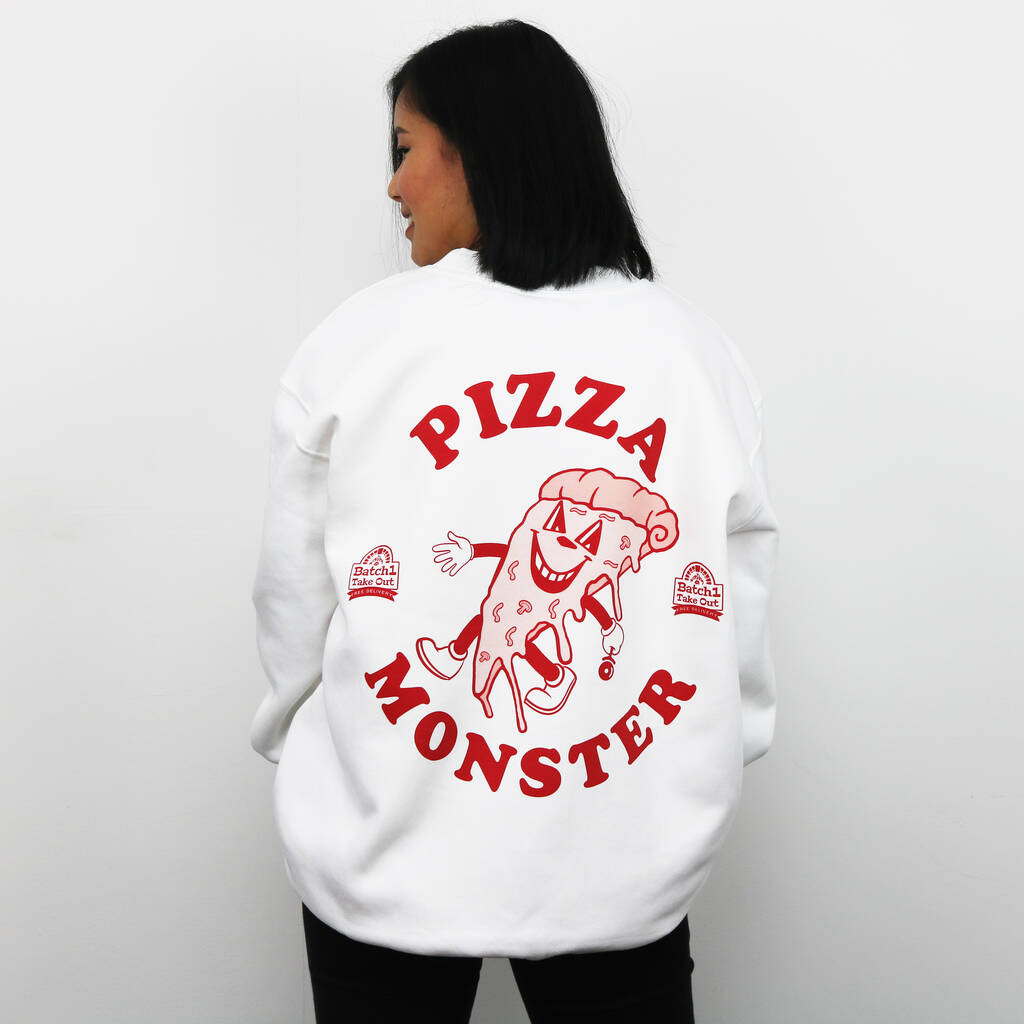 Pizza Monster Women's Back Print Sweatshirt, 1 of 9
