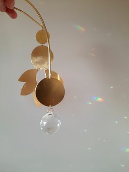 Brass Sunbeam Hanging Crystal Mobile, 6 of 8