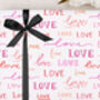 Valentine Wrapping Paper With Love Pattern, Three Sheet Pack, thumbnail 1 of 3