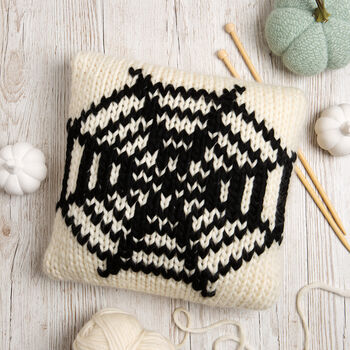 Black Cat Cushion Cover Knitting Kit, 6 of 9