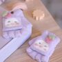 Toddler Knitted Stretchy Yarn Gloves With Bunny And Strawberry, thumbnail 1 of 2