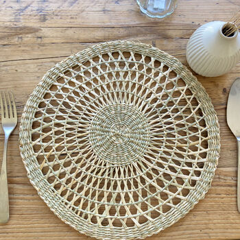 Four Natural Woven Seagrass Placemat 30cm, 2 of 3