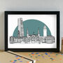 Leeds Landmarks Skyline Art Print Unframed, thumbnail 1 of 6