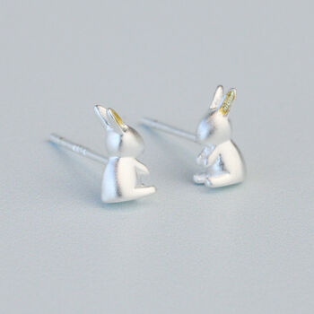 Sterling Silver Rabbit Stud Earrings, 2 of 5