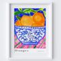 Bowl Of Oranges Table Scene Art Print Watercolour Pastel Poster, thumbnail 2 of 4