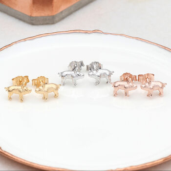 18ct Gold Plated Or Silver Piglet Stud Earrings, 2 of 8