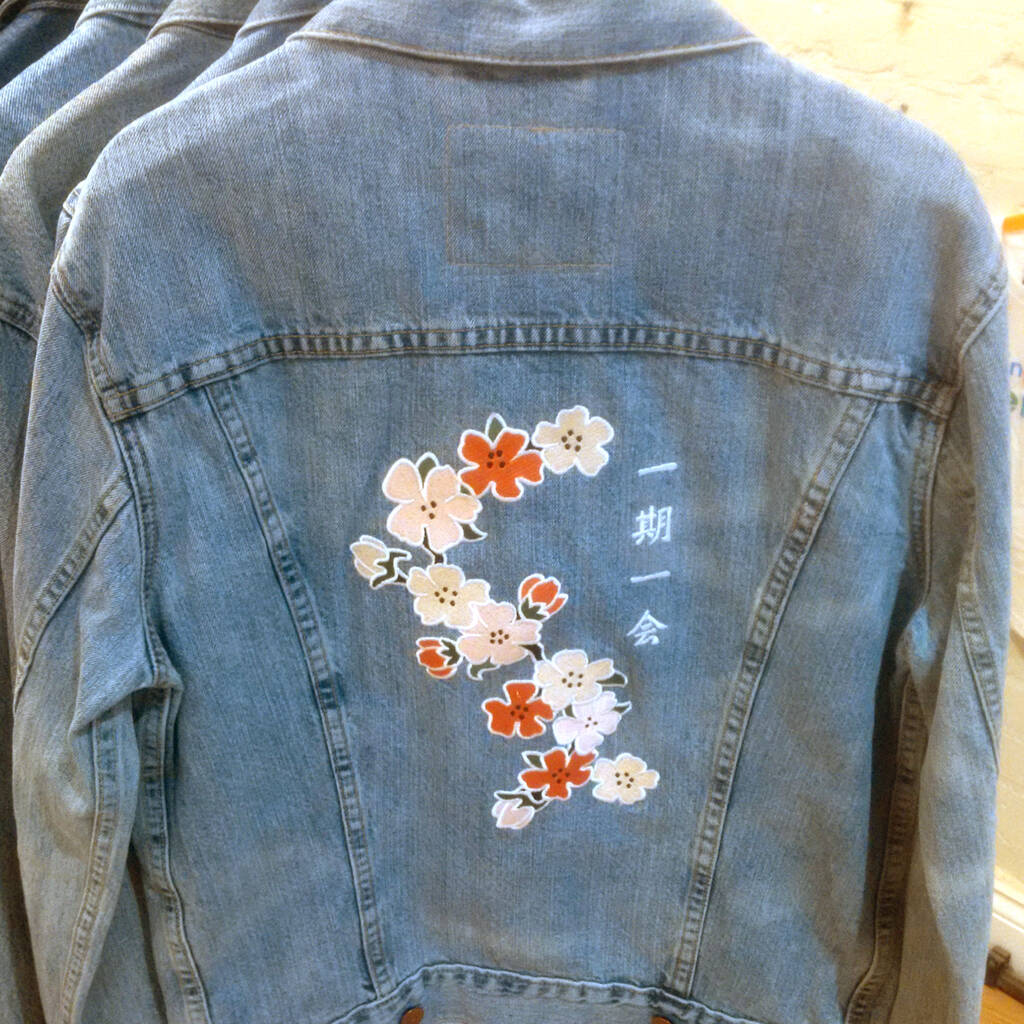 Vintage Jacket With Japanese Cherry Blossom Embroidery By Two Little Boys |  