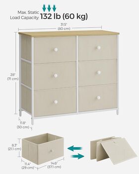 Chest Of Drawers Six Fabric Drawer Storage Dresser, 10 of 12