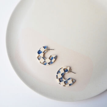 Ocean Checker Hoop Earrings, 5 of 6