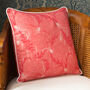 Poppy Coral Patterned Cotton Cushion, thumbnail 1 of 6