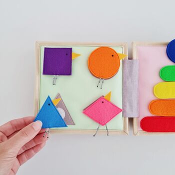 'Magic Rainbow' Mini Sensory Fabric Sewn Quiet Book, 8 of 12