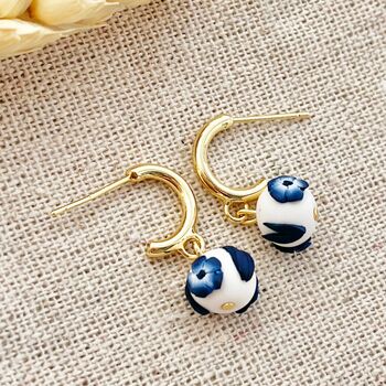 Handmade Clay Blue Floral Earring And Necklace Gift Set, 3 of 5