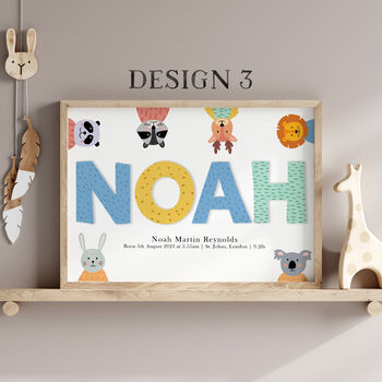 Personalised New Born Nursery Prints, 5 of 8