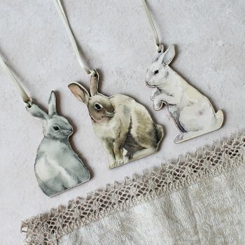 Wooden Bunny Decorations, Set Of Three, 7 of 7