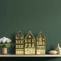 Three Gold Ceramic Tealight Dutch Houses, thumbnail 2 of 5