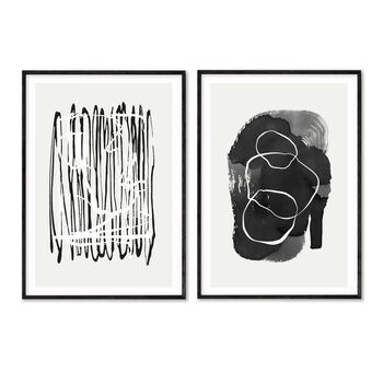 Pair Of Abstract Black And White Art Prints, 4 of 4