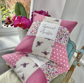 Special Friend Cushion Purple Bees And Flowers, 3 of 11