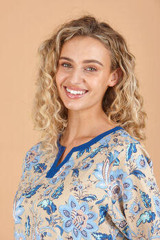 Indian Cotton Indigo Lotus Print Pyjama Set, 3 of 4