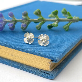 Sterling Silver Mini Blossom Flower Earrings, 3 of 9
