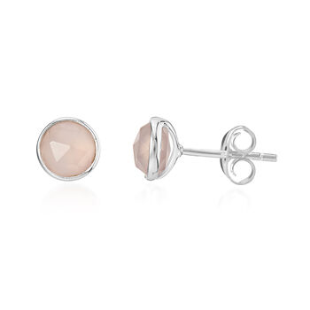 Savanne Sterling Silver And Pink Chalcedony Studs, 3 of 4